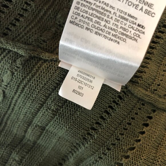 Chicos Open Front Green Textured Maxi Cardigan Open Knit Size 1 (US Size M) - Picture 5 of 7